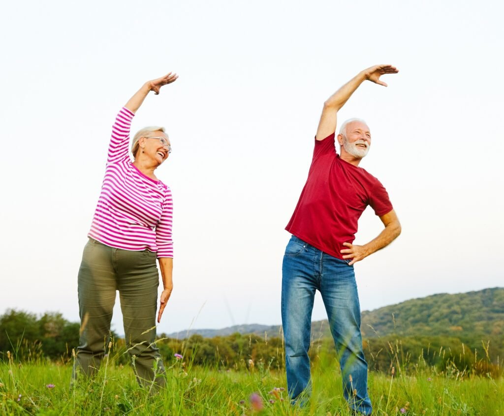 outdoor senior fitness woman man lifestyle active sport